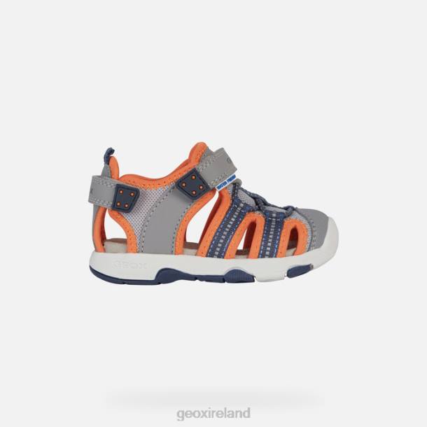 Geox 0ZTB1435 Grey/Fluo Orange Sandal Multy Toddler