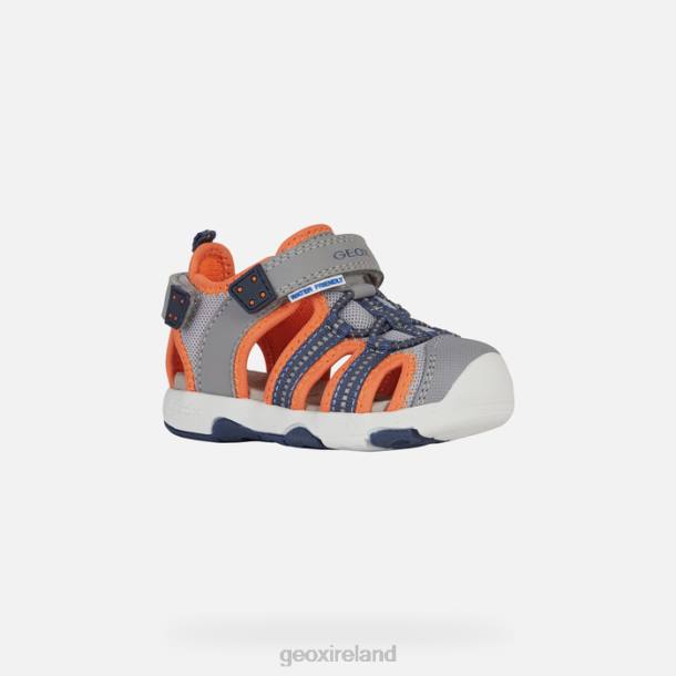 Geox 0ZTB1435 Grey/Fluo Orange Sandal Multy Toddler
