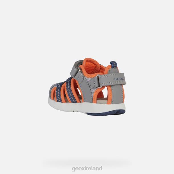 Geox 0ZTB1435 Grey/Fluo Orange Sandal Multy Toddler