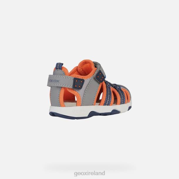 Geox 0ZTB1435 Grey/Fluo Orange Sandal Multy Toddler