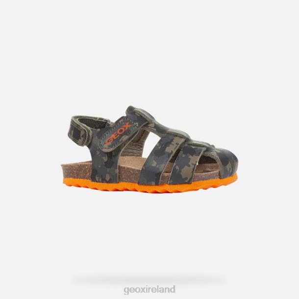 Geox 0ZTB1498 Military/Orange Sandal Chalki Toddler
