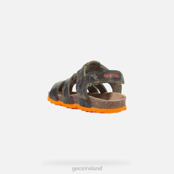 Geox 0ZTB1498 Military/Orange Sandal Chalki Toddler