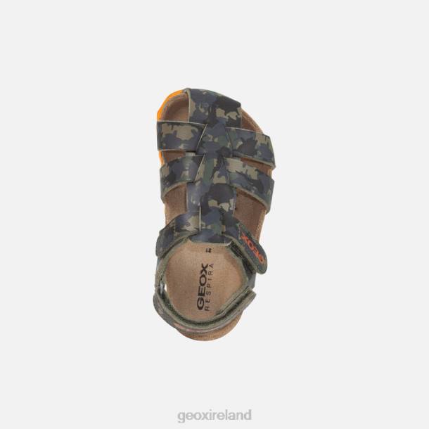 Geox 0ZTB1498 Military/Orange Sandal Chalki Toddler