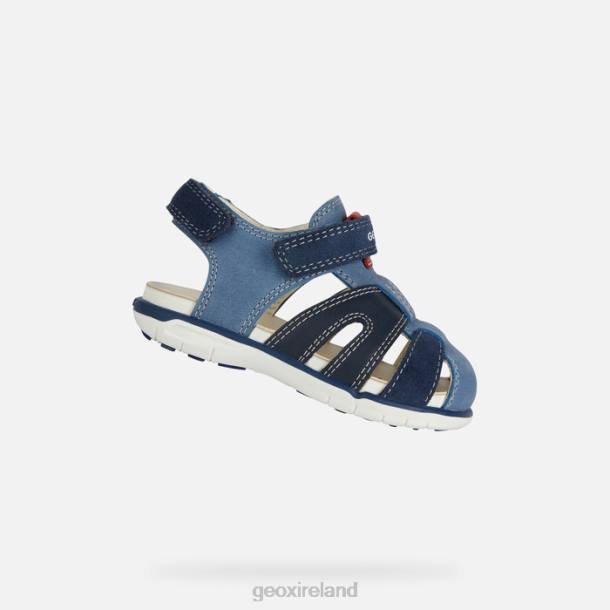Geox 0ZTB1535 Blue/Red Sandal Delhi Toddler