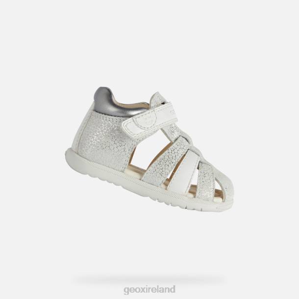 Geox 0ZTB1477 Off White/Silver Sandal Macchia Baby Girl