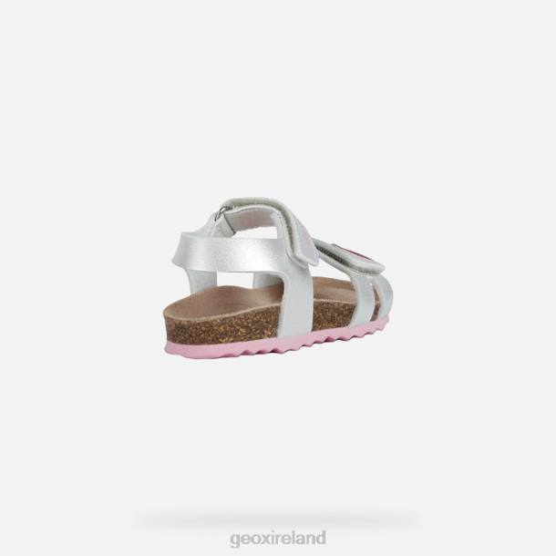Geox 0ZTB1550 Silver/Pink Sandal Chalki Toddler