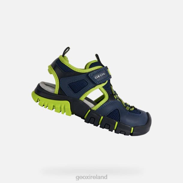 Geox 0ZTB1272 Navy/Lime Sandal Dynomix Boy