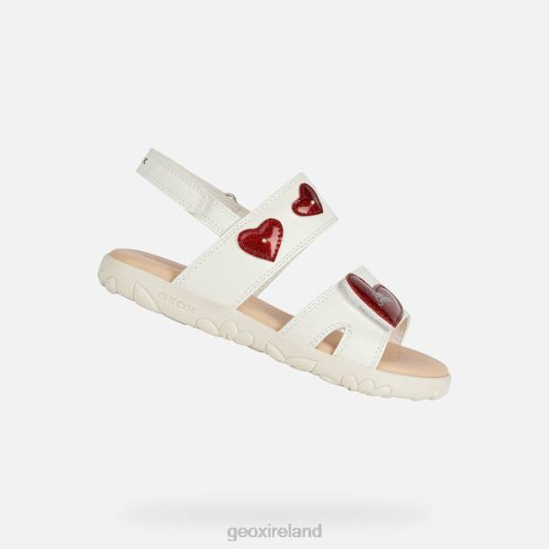 Geox 0ZTB1880 White/Red Sandal Haiti Girl