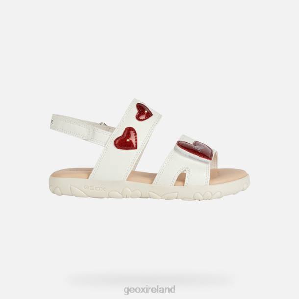 Geox 0ZTB1880 White/Red Sandal Haiti Girl