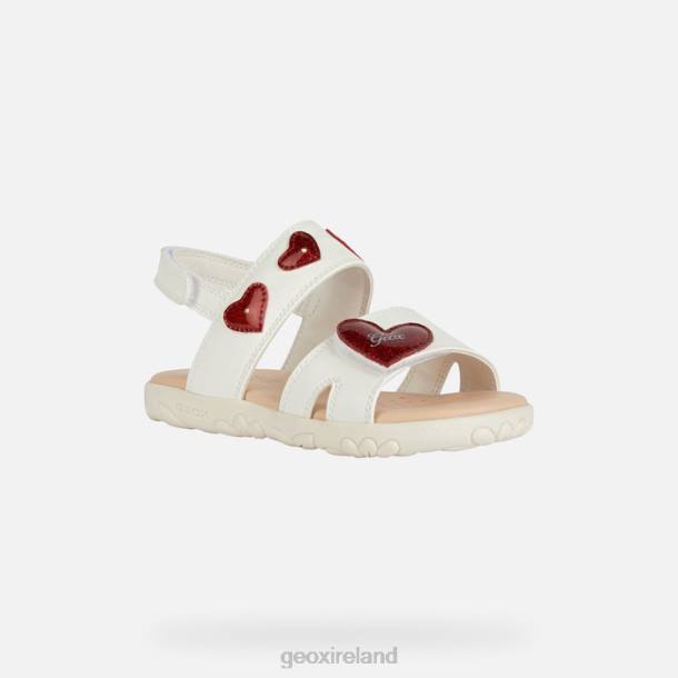Geox 0ZTB1880 White/Red Sandal Haiti Girl