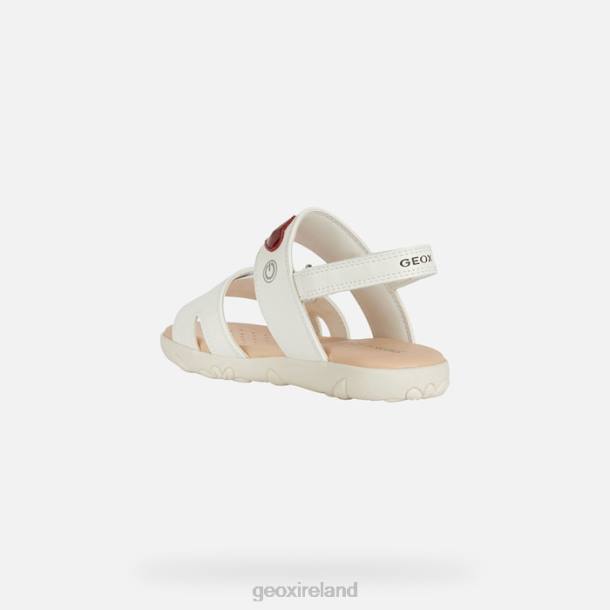 Geox 0ZTB1880 White/Red Sandal Haiti Girl