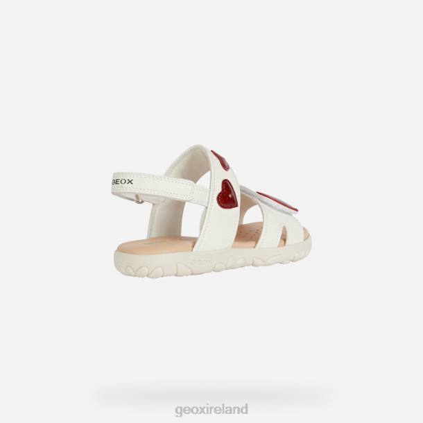 Geox 0ZTB1880 White/Red Sandal Haiti Girl