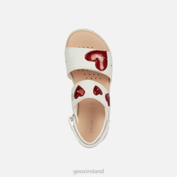 Geox 0ZTB1880 White/Red Sandal Haiti Girl