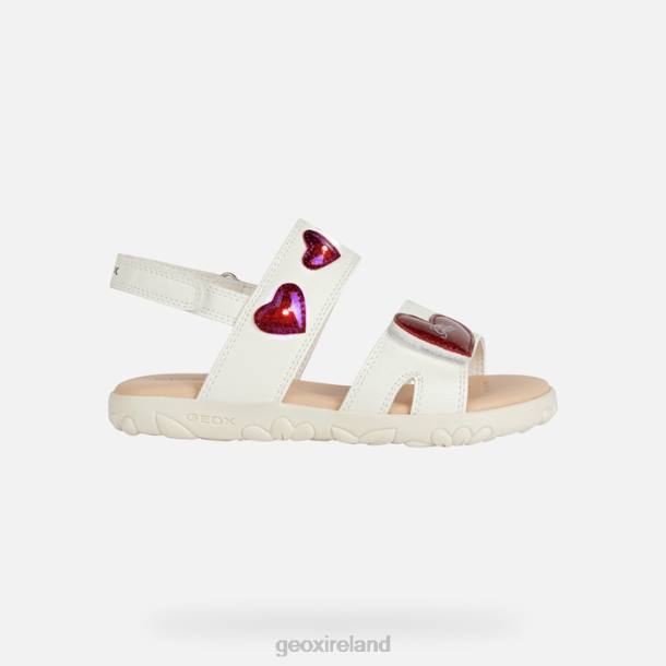 Geox 0ZTB1880 White/Red Sandal Haiti Girl