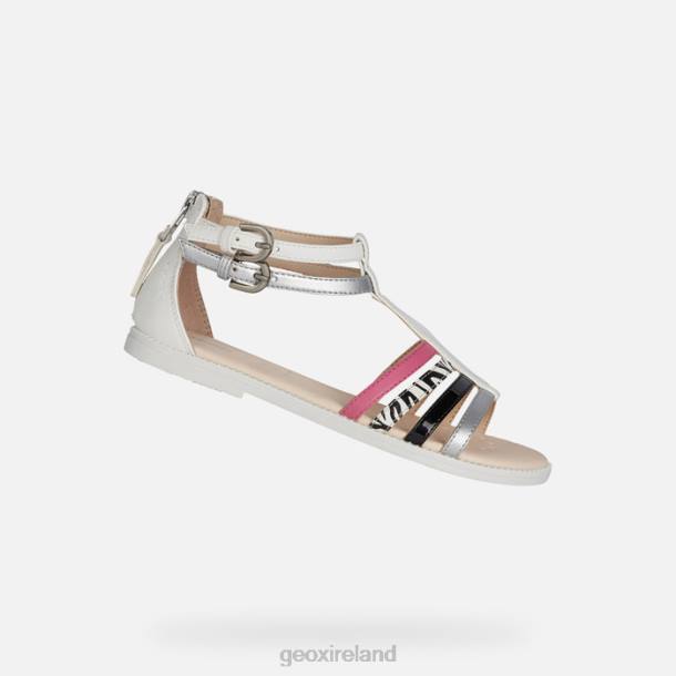 Geox 0ZTB1143 White/Silver/Black Sandal Karly Girl