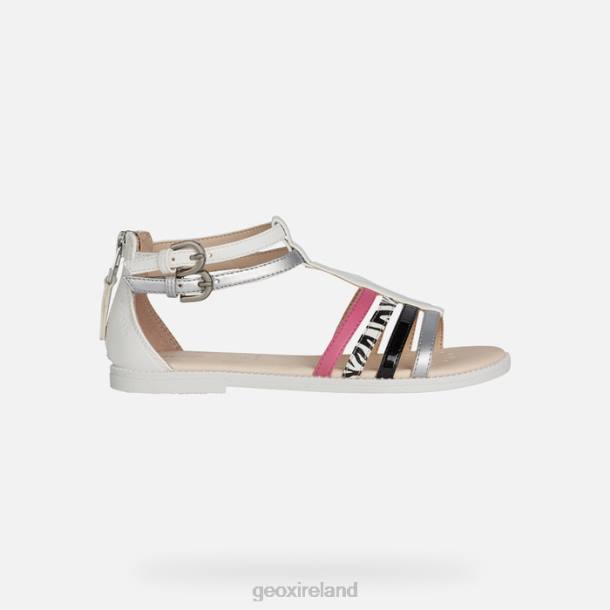 Geox 0ZTB1143 White/Silver/Black Sandal Karly Girl