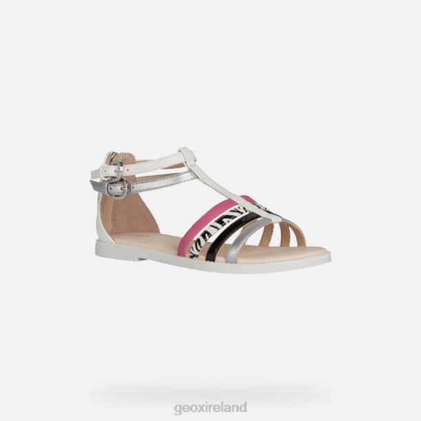 Geox 0ZTB1143 White/Silver/Black Sandal Karly Girl