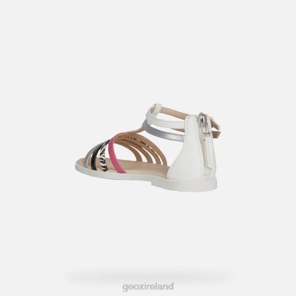 Geox 0ZTB1143 White/Silver/Black Sandal Karly Girl