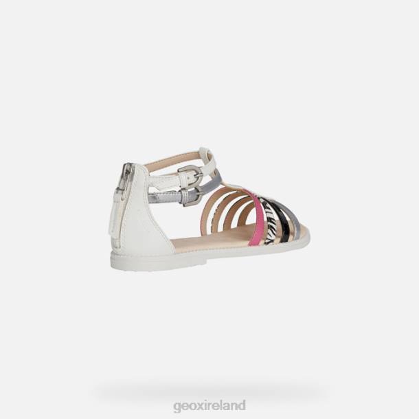 Geox 0ZTB1143 White/Silver/Black Sandal Karly Girl