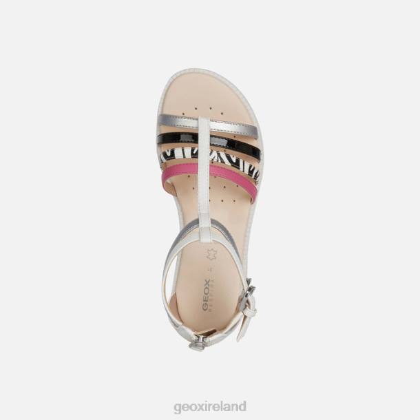 Geox 0ZTB1143 White/Silver/Black Sandal Karly Girl